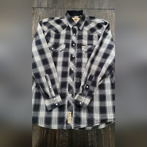 Larry Mahan Shirt Mens Large Pearl Snap Western Black Geo Button Up Rodeo L